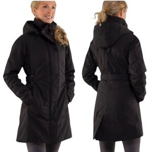 Lululemon Apres Piste Quilted Warm Lined Hood Jacket 2Layer Coat Pocket Black 10